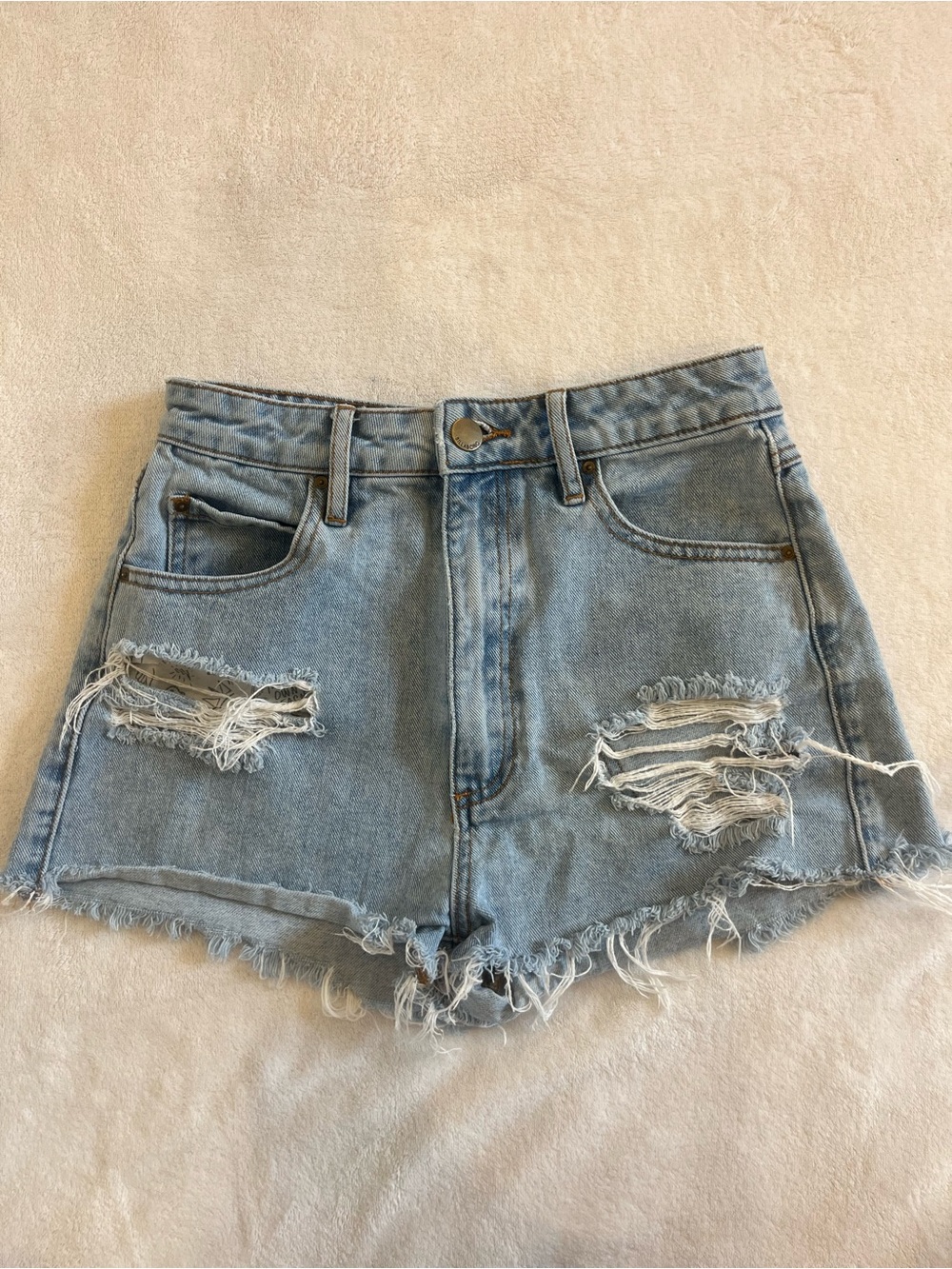 Billabong Light Blue Distressed Denim Cutoff Shorts